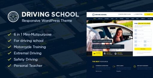 Driving School WordPress Theme GPL W3Templates