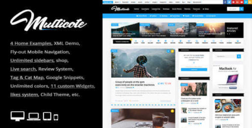 Multicote Theme GPL v2.6 Magazine & WooCommerce WP Websites