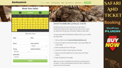 Safari And Ticket Booking WordPress Plugin